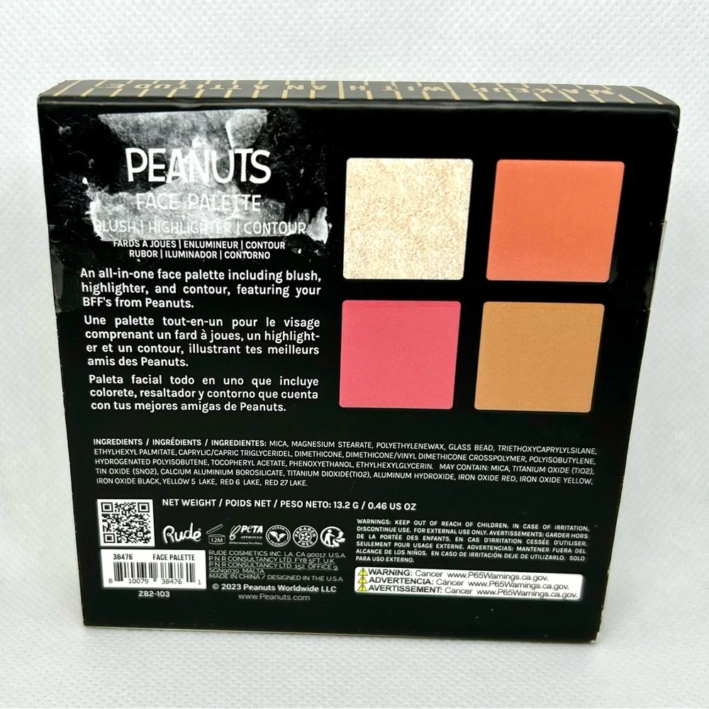 Peanuts Face Palette by Rude has Blush, Highlighter & Contour. NIB